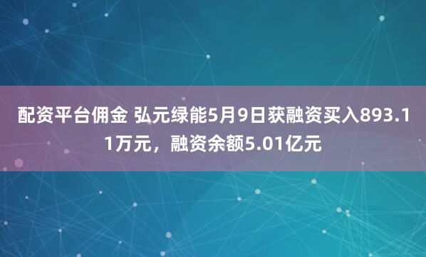 配资平台佣金 弘元绿能5月9日获融资买入893.11万元，融资余额5.01亿元